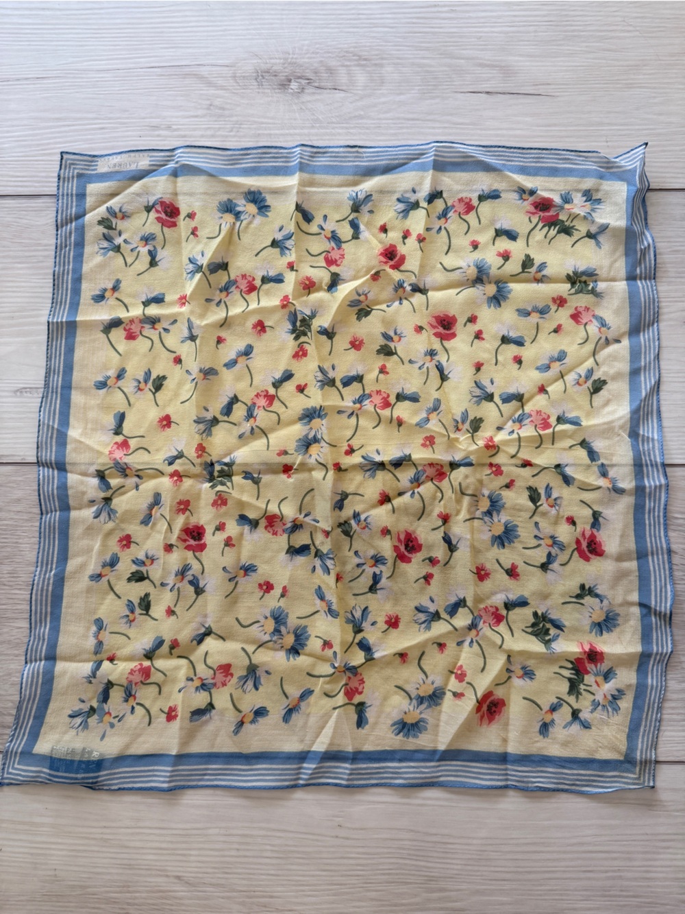 Ralph Lauren Yellow Floral Throw with Blue Border